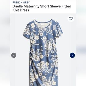 French Grey Blue Floral Maternity Knit Dress